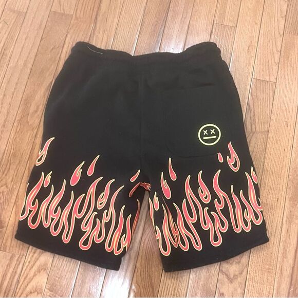Socially Exhausted black flame smile statement shorts size small NWOT - Picture 2 of 3